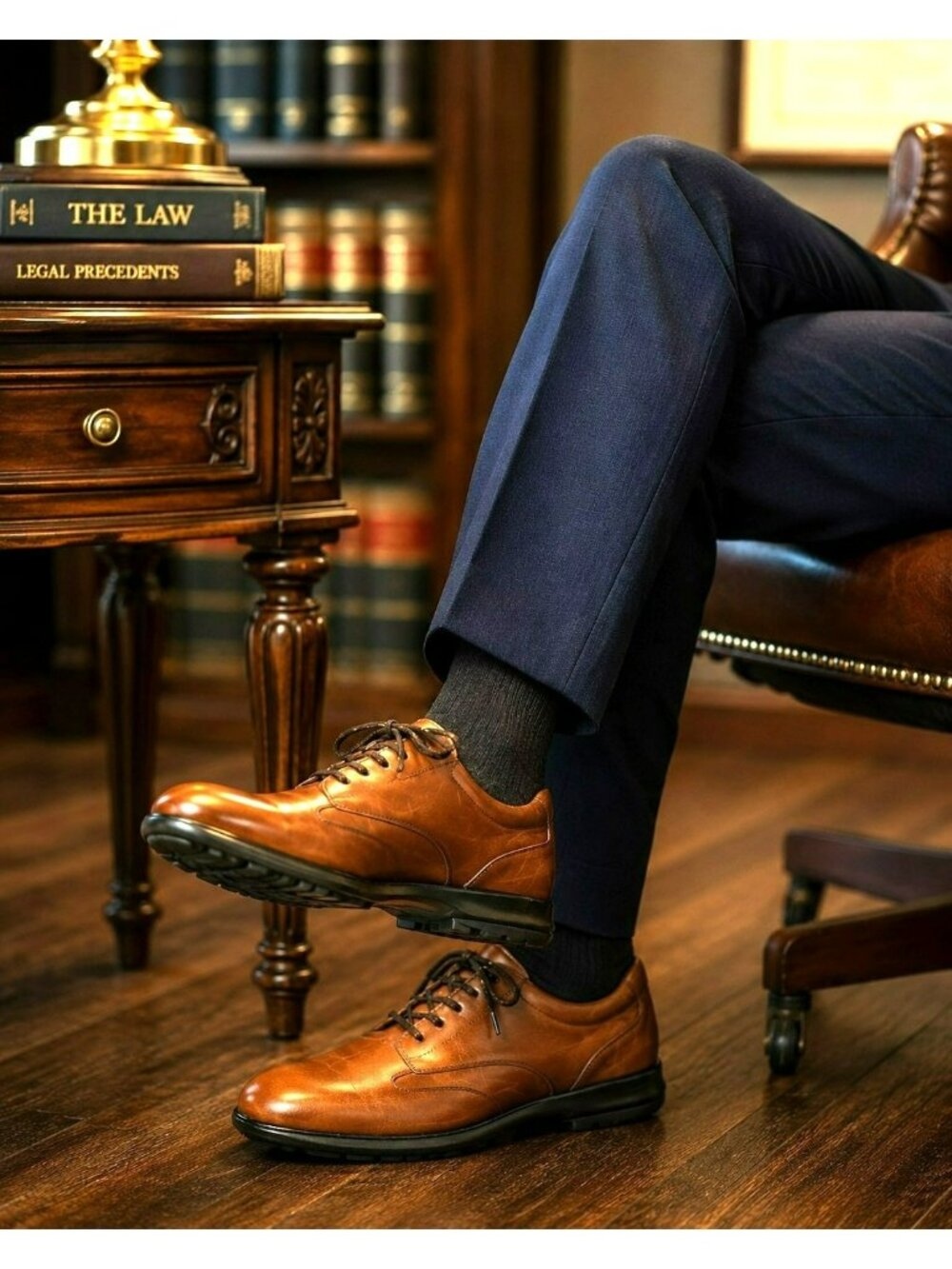 Allen Edmonds Evans Leather Casual Lace-Up Shoes Mens 8D Cognac Made In USA